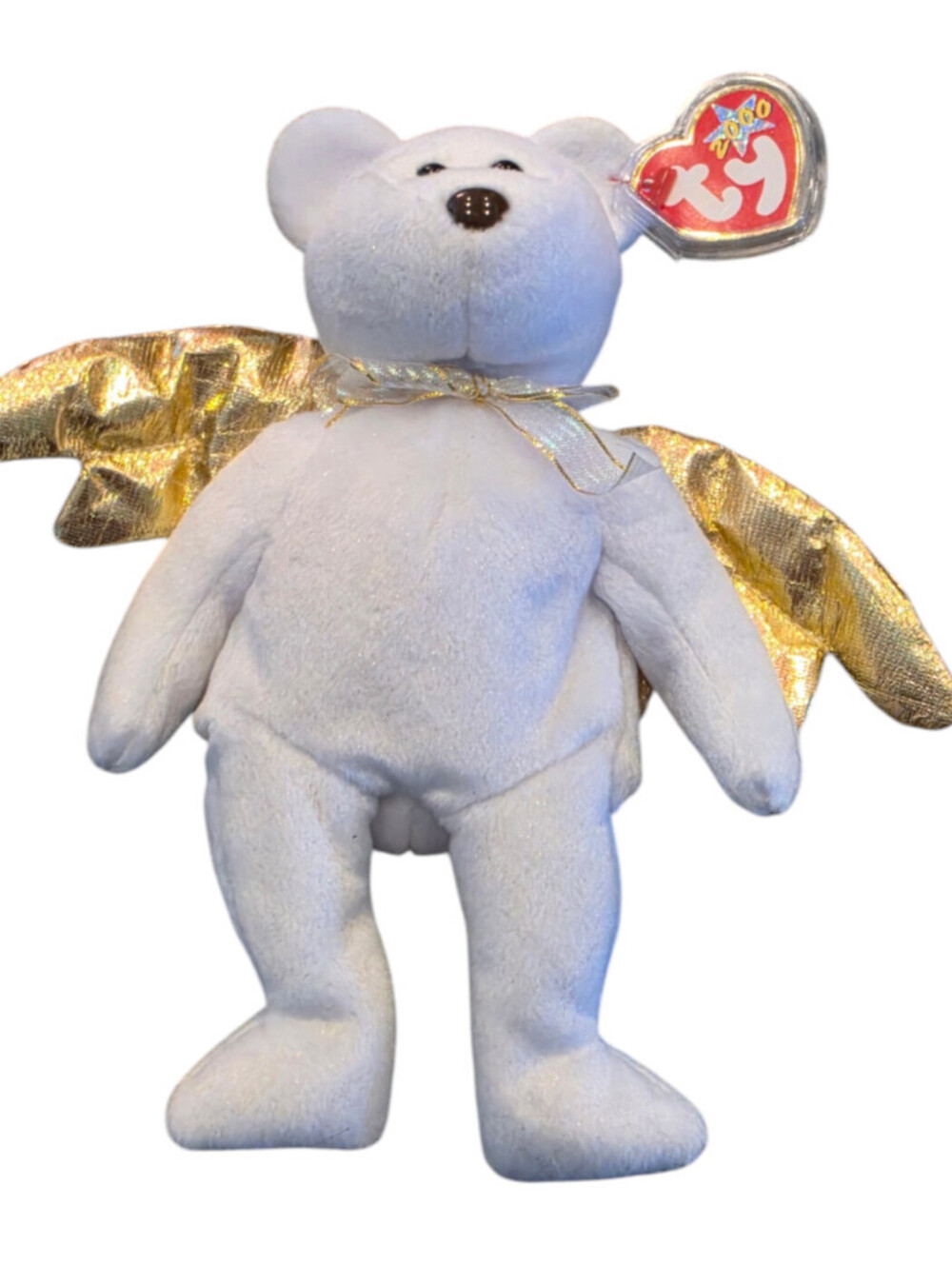 RARE Ty Beanie Baby HALO II (2) Angel Bear Plush Stuffed Animal Toy